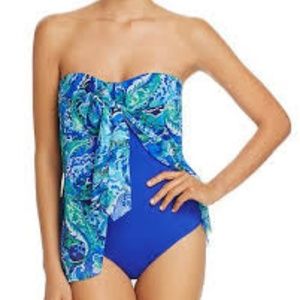 Ralph Lauren Paisley Print Flyaway Bandeau 1 Piece